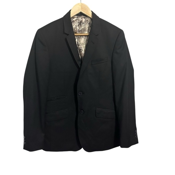 Ted Baker London Black Blazer Modern Fit Suit Jacket Wool 36R Sport Coat Film